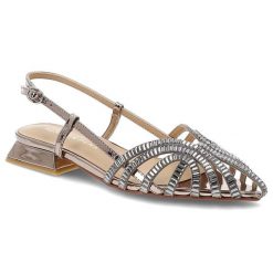 Sandały damskie Alma En Pena, cholewka ze skóry ekologicznej z ażurowym wykończeniem ozdobionym błyszczącymi kryształkami zapięcie na pasek wokół pię. Szare paski damskie Alma en Pena, z aplikacjami, z materiału, bez obcasa, na płaskiej podeszwie, bez zapięcia. Za 579.00 zł.
