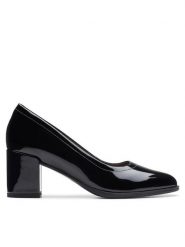 Clarks Czółenka Freva 55 Court 26174873 Czarny. Czarne czółenka damskie Clarks, bez wzorów, z lakierowanej skóry, bez obcasa, bez zapięcia. Za 449.99 zł.