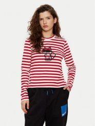 KARL LAGERFELD Bluzka A1W17137 Czerwony Regular Fit. Czerwone bluzki damskie KARL LAGERFELD, s, bez wzorów, z bawełny, bez kołnierzyka, bez ramiączek. Za 379.99 zł.