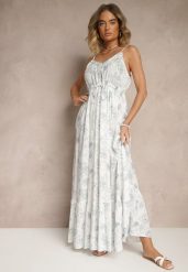 Niebieska Sukienka z Cienkimi Ramiączkami z Wiskozą i Lnem Sortta. Niebieskie sukienki damskie Renee, na co dzień, na lato, l, bez wzorów, z wiskozy, eleganckie, bez kołnierzyka, bez ramiączek, maxi, proste. Za 99.99 zł.