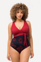 Damski Strój kąpielowy przesuwany węzeł miękkie miseczki. Czerwone kostiumy jednoczęściowe damskie Ulla Popken, plus size, bez wzorów, z elastanu, plus size, do pływania. Za 233.99 zł.