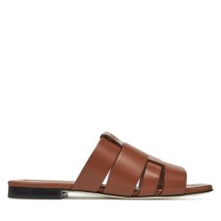 Klapki Pollini. Brązowe klapki damskie Pollini, bez wzorów, bez obcasa. Za 749.99 zł.