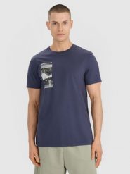 4F T-shirt regular z nadrukiem męski - szary XXL. Szare koszulki sportowe męskie 4f, m, bez wzorów, z bawełny, eleganckie, bez kołnierzyka. Za 59.99 zł.