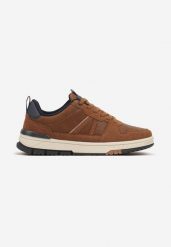 Brązowe Sznurowane Buty Sportowe na Grubej Podeszwie z Przeszyciami Tiriara. Brązowe buty sportowe męskie Born2be, z jeansu, bez zapięcia. Za 139.99 zł.