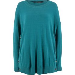 Sweter z plisą guzikową z boku bonprix kobaltowo-turkusowy. Swetry damskie marki bonprix. Za 59.99 zł.