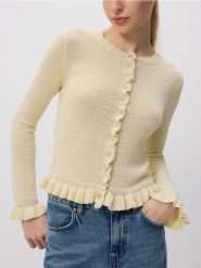 Sweter z guzikami - Inny. Swetry damskie Reserved, l, bez wzorów, z dzianiny, bez kołnierzyka, bez ramiączek, bez kaptura. Za 109.99 zł.
