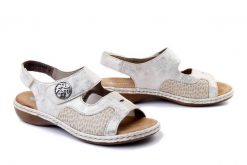 RIEKER 65989-90 beige, sandały damskie. Brązowe sandały damskie Rieker, bez wzorów, bez obcasa, bez zapięcia. Za 271.92 zł.