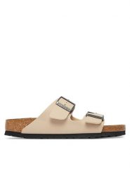 Birkenstock Klapki Arizona 1031501 Beżowy. Brązowe klapki damskie Birkenstock, bez wzorów, z syntetyku, bez obcasa. Za 399.99 zł.