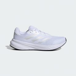 Buty Response. Białe obuwie sportowe damskie Adidas, bez wzorów, z materiału, do biegania. Za 284.35 zł.
