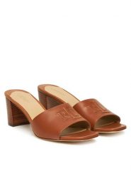 LAUREN RALPH LAUREN Klapki Everley Block-Heel 802974364002 Brązowy. Brązowe klapki damskie Lauren Ralph Lauren, bez wzorów, ze skóry, bez obcasa. Za 549.99 zł.