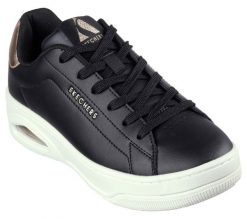 Buty Skechers Uno Court czarne wygodne sneakersy. Czarne obuwie sportowe damskie Skechers, bez wzorów, z materiału. Za 382.15 zł.