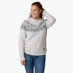 Sweter damski Swedemount Lofoten Wool Knit W. Szare bluzy sportowe damskie SWEDEMOUNT, bez wzorów, z tkaniny, bez kaptura, trekkingowe. Za 249.99 zł.