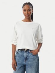 Tommy Hilfiger Bluzka Jersey UW0UW06593 Biały Regular Fit. Białe bluzki damskie Tommy Hilfiger, l, bez wzorów, z bawełny, bez kołnierzyka, bez ramiączek. Za 160.99 zł.