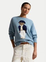 Polo Ralph Lauren Sweter 211B17743001 Niebieski Regular Fit. Niebieskie swetry damskie Polo Ralph Lauren, m, bez wzorów, z bawełny, bez kołnierzyka, bez ramiączek, bez kaptura. Za 2,699.00 zł.