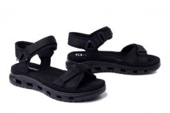 RIEKER 64052-00 black, sandały damskie. Czarne sandały damskie Rieker, bez wzorów, bez obcasa, bez zapięcia. Za 279.92 zł.