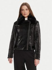 Guess Ramoneska W5BL35 W2820 Czarny Regular Fit. Czarne kurtki damskie Guess, m, z aplikacjami, z syntetyku, bez kaptura. Za 559.99 zł.