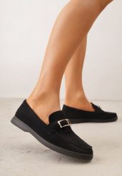 Czarne Mokasyny z Prostokątną Metaliczną Ozdobą Aeleorane. Czarne mokasyny damskie Born2be, z jeansu, eleganckie. Za 119.99 zł.