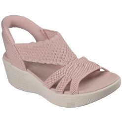 Sandały damskie Skechers Parallel Lite Summer Invite. Czerwone sandały damskie Skechers, bez wzorów, z materiału, bez obcasa, bez zapięcia. Za 490.00 zł.