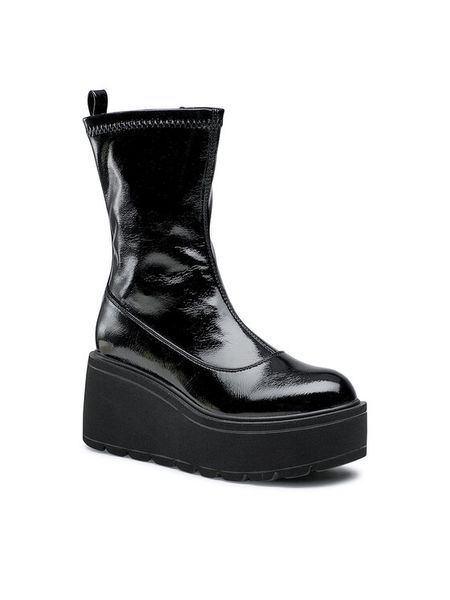 Jenny Fairy Botki LS5796-02A Czarny. Czarne botki damskie Jenny Fairy, ze skóry, bez obcasa, na koturnie, bez zapięcia. Za 109.99 zł.