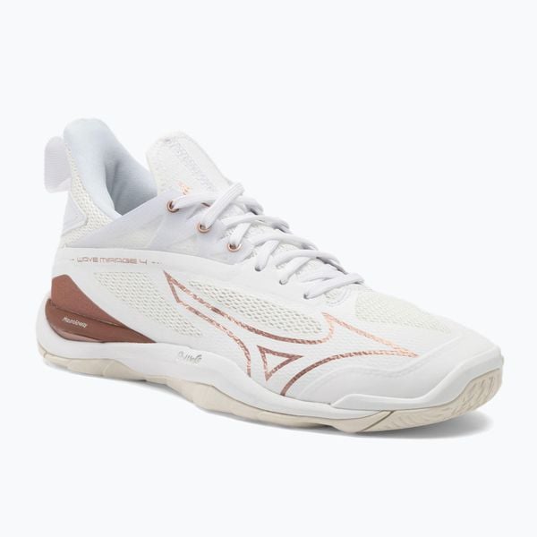 Buty do piłki ręcznej damskie Mizuno Wave Mirage 4. Białe obuwie sportowe damskie Mizuno, bez wzorów, do biegania, mizuno wave. Za 299.99 zł.