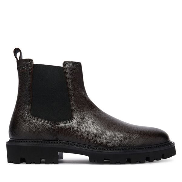 Sztyblety BOSS. Brązowe botki męskie Boss, bez wzorów, bez zapięcia. Za 719.99 zł.