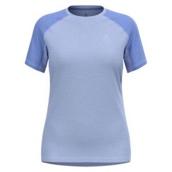 Koszulka do biegania damska Odlo Hiking Ascent. Niebieskie koszulki sportowe damskie Odlo, bez wzorów, z poliesteru, bez kołnierzyka, bez ramiączek, do biegania. Za 215.05 zł.