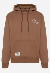 Brązowa Bluza z Kapturem i Kieszenią Kangurkiem Narisela. Brązowe bluzy męskie Born2be, l, bez wzorów, z jeansu, z kapturem. Za 99.99 zł.