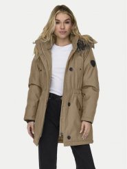 ONLY Parka Iris 15304625 Brązowy Regular Fit. Brązowe kurtki damskie Only, s, bez wzorów, z syntetyku, bez kaptura. Za 169.99 zł.