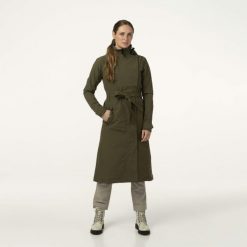 Trench Coat Long Rain Jacket Women Green. Zielone kurtki damskie AGU, bez wzorów, rowerowe. Za 676.00 zł.