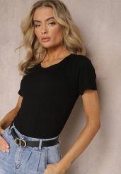 Czarny Klasyczny T-shirt z Bawełny Bilena. Czarne bluzki damskie Renee, bez wzorów, z bawełny, klasyczne, bez kołnierzyka, bez ramiączek. Za 29.99 zł.
