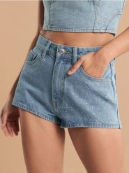 Szorty jeansowe - niebieski. Niebieskie szorty damskie Sinsay, l, bez wzorów, z bawełny. Za 69.99 zł.