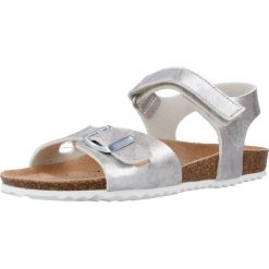 Sandały GEOX J ADRIEL GIRL C Srebrny. Szare sandały damskie Geox, bez wzorów, z syntetyku, bez obcasa, bez zapięcia. Za 205.75 zł.