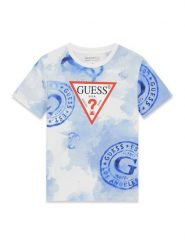 Guess T-Shirt L6GI03 K8HM4 Niebieski Regular Fit. Niebieskie t-shirty dla chłopców Guess, z aplikacjami, z bawełny, bez ramiączek. Za 129.99 zł.