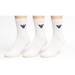 Skarpety męskie Emporio Armani Calza 3-Pack. Białe skarpety męskie EMPORIO ARMANI CONNECTED, bez wzorów. Za 99.00 zł.