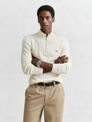 Gant sweter z dzianiny Mężczyźni Bawełna beżowy, XXL. Brązowe swetry przez głowę męskie GANT, m, bez wzorów, z bawełny, bez kołnierzyka. Za 749.95 zł.