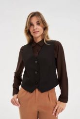 Elegancka kamizelka czarna. Czarne żakiety damskie MOODO, l, bez wzorów, z elastanu, eleganckie. Za 119.99 zł.