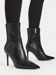 Eva Minge Botki EO-EILEN-62602 Czarny. Czarne botki damskie Eva Minge, ze skóry, bez obcasa, na szpilce, bez zapięcia. Za 449.99 zł.