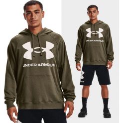 Bluza fitness męska UNDER ARMOUR Rival Fleece z kapturem. Zielone bluzy sportowe męskie Under Armour, m, bez wzorów, z kapturem, na fitness i siłownię. W wyprzedaży za 170.90 zł.
