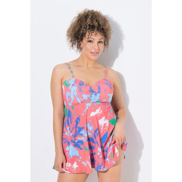 Damski Strój kąpielowy kwiaty miękkie miseczki z fiszbinami. Brązowe kostiumy jednoczęściowe damskie Ulla Popken, plus size, bez wzorów, z elastanu, sportowe, plus size. Za 349.99 zł.