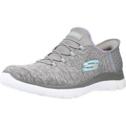 Buty SKECHERS SLIP-INS: SUMMITS- DAZZLING HAZE Szary. Szare trampki i tenisówki damskie Skechers, bez wzorów, z materiału, bez zapięcia. Za 299.99 zł.
