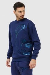MOSCHINO Granatowa bluza męska z misiem, Rozmiar L. Niebieskie bluzy męskie MOSCHINO, l, bez wzorów, prążkowane, bez kaptura. W wyprzedaży za 475.99 zł.