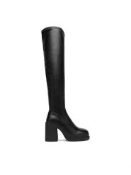 DeeZee Kozaki 6101-1 Czarny. Czarne kozaki damskie DeeZee, z materiału, bez obcasa, na słupku. Za 249.99 zł.