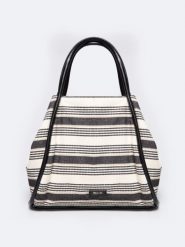 Torba damska z tkaniny w paski czarno-kremowa RR574064 906. Czarne plecaki damskie Big Star, bez wzorów, z tkaniny, eleganckie. Za 209.99 zł.
