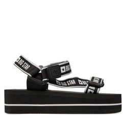 Sandały Big Star Shoes. Czarne sandały damskie BIG STAR SHOES, bez wzorów, bez obcasa, na płaskiej podeszwie, bez zapięcia. Za 69.99 zł.