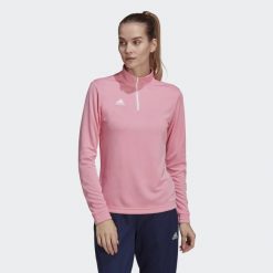 Bluza piłkarska damska Adidas Entrada 22 Training Top. Czerwone bluzy sportowe damskie Adidas, l, bez wzorów, bez kaptura, do piłki nożnej. Za 113.91 zł.