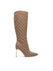 Guess Kozaki FLFCAY FAL11 Beżowy. Brązowe kozaki damskie Guess, z materiału, bez obcasa, na szpilce. Za 824.99 zł.