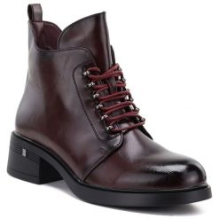Botki damskie ocieplane na klocku bprdowe S.Barski HY62-8112. Botki damskie S.BARSKI, ze skóry ekologicznej, eleganckie, bez obcasa, bez zapięcia. Za 179.99 zł.