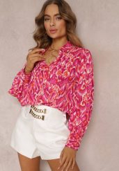 Różowa Koszula w Fantazyjny Print Merrell. Czerwone bluzki damskie Renee, l, bez wzorów, bez kołnierzyka, bez ramiączek. Za 119.99 zł.