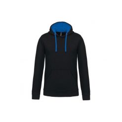 Kontrastowa bluza z kapturem Kariban. Czarne bluzy męskie KARIBAN, s, bez wzorów, z bawełny, z kapturem. Za 157.50 zł.