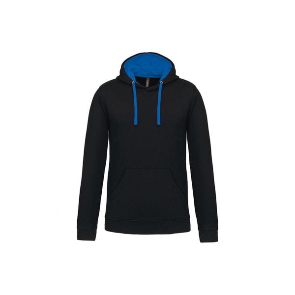 Kontrastowa bluza z kapturem Kariban. Czarne bluzy męskie KARIBAN, s, bez wzorów, z bawełny, z kapturem. Za 157.50 zł.